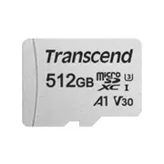 Transcend 300S 512 GB Class 10/UHS-I (U3) microSDXC - 1 Pack - 95 MB/s Read - 40 MB/s Write