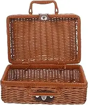 INOOMP Simulated Rattan Woven Storage Case Retro Handwoven Suitcase for Home Organization for Picnics Weddings and Decorative Photography