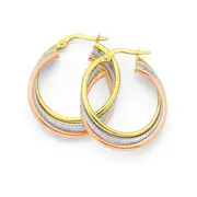 9ct 20mm Tri Tone Triple Hoop Earrings