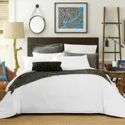 CottonMore 100% Bamboo Silk Feel Soft Doona Quilt Cover Set White - Queen