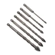 6pcs Titanium Masonry Drill Bit 4-12mm Cross Drill Bits Tip 90-122mm Yellow