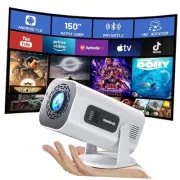 Mini Projector with WiFi and Bluetooth, 180°Adjustable Stand Smart White
