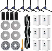 Replacement Accessaries Set for Ecovacs Deebot X2 Omni / X2 / X2 Pro / DEX86 Robot Vacuums, 1 Main Brush, 6 Side Brushes, 4 Filter, 6 Mop Pads, 6 Dust Bag, 1 Brush