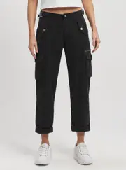 GUESS Women's Eco Black Nessi Cargo Pants Size: 24