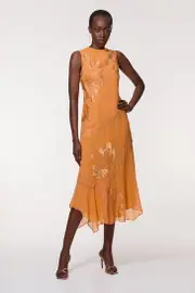 Petite Applique And Lace Georgette Sleeveless Woven Maxi Dress