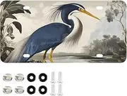 XYMZR License Plate Heron Retro Aluminum Decorative Car Front License Plate Vanity Tag Metal Car Plate for Men Women 6 × 12 Inch