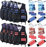 Sosation 8 Set Tactical Vest Kit Compatible with Nerf Party Favor, Face Mask Wrist Ammo Holder Toy Gift