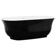 Marietta 170cm Freestanding Acrylic Bath w White Overflow &amp; Waste, Black &amp; White