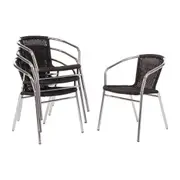 Bolero Black Wicker Chair with Aluminium Frame (Pack 4) - Cafe Chairs (U507) - U507