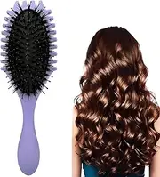 Curl Defining Brush, Hair Brush for Combing and Shaping Men's and Women's Curls to Reduce Pulling, Boar Bristle Styling Brush, Effortlessly Defined Curls, Waves & Coils, Reduces Frizz (Purple)