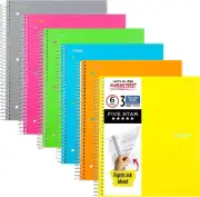 Spiral Notebook, 3 Subject, College Ruled Paper, 150 Sheets, 11" X 8-1/2", Assor