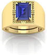 [RRVGEM] Natural 9.25 Ratti Blue Sapphire panchdhatu ring gold Plated Ring Astrological Adjustable Ring Size 16-22 for Men and Women, Metal, Sapphire