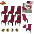 Machine Washable Stretch Slipcovers - 6 Pack Burgundy Chair Protector Set
