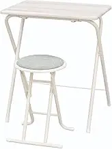 AIS FTC-02 GY Folding Table and Chair Set, Table/Width 23.6 x Depth 20.7 x Height 28.5 inches (60 x 52.5 x 71.5 cm), Chair/Width 13.2 x Depth 11.8 x Height 18.5 inches (33.5 x 30 x 47 cm), Gray
