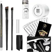 Eyebrow Mapping Kit with 30m White Map String, 15g White Brow Paste + 2 Eyebrow Brush Set, White Eyebrow map Pencil, Pencil Shaper and Blades, 20 map Ruler Stencils and Instructions