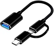 2 in 1 USB 3.0 OTG Adapter Cable Type-C Micro-USB to USB 3.0 Interface Converter for Cellphone Charging Cable Line-Black