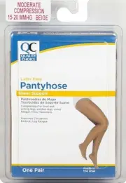 Quality Choice Pantyhose, Sheer Support, Closed Toe, 15-20mmHg (Size: M) Beige