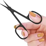 Raheem Cuticle Scissors Professional Cuticle Scissors Curved Thin Stainless Steel Super Sharp Cuticle Cutter Remover Small Beauty Scissors for Cuticles Dead Skin Eyebrows Eyelashes Black