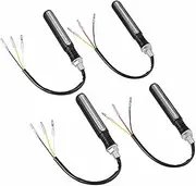 TDR 4pcs Sequential Flowing LED Motorcycle Turn Signal Indicator Lights DRL Brake Lamp, 12V Amber & White/Amber & Red, Universal Fit