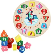 HOMOBABE 1Set Wooden Clock Educational Shape Matching Block for Promotes Fine Motor Skills Color Recognition and Concept for Early Learning Activities