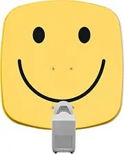 TechniSat DIGIDISH 45 – Satellite Dish for 2 Participants (45 cm Small Sat System – Complete Set with Wall Mount and Universal Twin LNB) Smiley Yellow