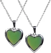 [kowaku] 2 Pcs Mood Change Heart Shape Pendant Necklace for Birthday,