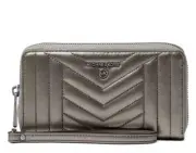 ❤️ Michael Kors Jet Set Charm Metallic Anthracite/Sliver Leather Wallet