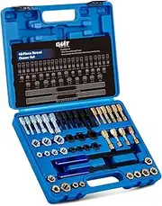 48 Piece Thread Chaser Set, Metric and SAE Thread Repair Kit with 22 Taps 24 Dies 2 Thread Files, Universal Rethreading Kit Thread Restorer Tool Set in UNC UNF Metric Sizes with Case