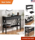 Console Table with Drawers, Narrow Wood Accent Sofa Table Entryway Table with...