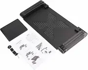 Adjustable Vented Aluminum Laptop Notebook Table, Reduce Overheating, Foldable, Black, for Bed, Couch, Chair, Writing, Food, Drink