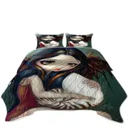 Sad Eyed Beautiful Girl Angel and Nautilus Shell Coverlet