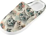 [GAIGEO] Slippers Women Floral Skeleton Black, Soft House Shoes with Memory Foam, Lightweight Non-Slip