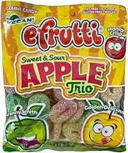 efrutti APPLE TRIO Sweet & Sour Gummy Candy, VEGAN, 3.5oz (12Pack)