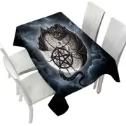 Cool Gothic Bat Art Full Moon Tablecloth