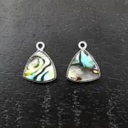 Natural Abalone Shell Mother Of Pearl Trillion Shape Silver Plated Connector