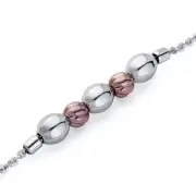 Octagon corrugated Coffee Tone Bead Stainless Steel Chain Bracelet