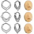 16g Stainless Steel Double Hoop Nose Ring CZ Hinged Septum Ring Piercing Jewelry