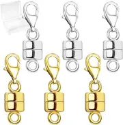 [Zonixo] Magnetic Necklace Clasps with Lobster Clasp,14K Gold and Silver Magnetic Jewelry Clasps for Necklaces Extender Magnetic Clasp Bracelet Closures