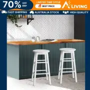 2x Bar Stools Round Chairs Wooden White Modern Kitchen Dining Furniture Se -WHX2