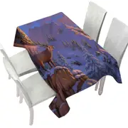 Animal Art Snowy Mountains Elk Tablecloth