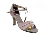 Latin Salsa Very Fine Competitive Dance Shoes Gold Stardust Leather 1659 Cuban
