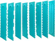 Lebikol Cake Scraper Set of 8 Pack Icing Smoother Cake Sawtooth Contour Comb,Plastic Frosting Polisher Mousse Butter Cream Cake Edge DIY Tools,16 Patterns-Blue