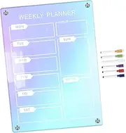 SEWACC 1 Set Reusable Magnetic Weekly Meal Planning Board Colorful Dry Erase Fridge Calendar for Organized Reminders Easy Install Non Damaging Markers Included for Kitchen Planning