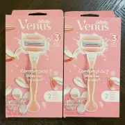 Gillette Venus Comfortglide Women’s 3 Blade Razor 2 Refills & Handle -White Tea