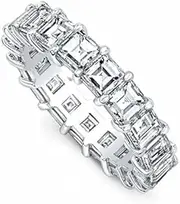 [HEARTS AND YOU] 6ct Asscher Cut Moissanite Ice Full Eternity Wedding Band White Gold Plated Stylish