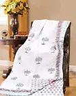 Indian Handmade Bedding Quilt Block Print Jaipuri Razai Cotton Quilted Bedspread
