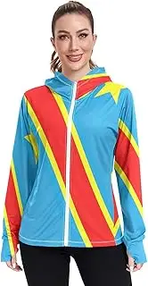 [RPLIFE] Congo Flag Spf Clothing for Women, Upf 50+ Zip up Outdoor Hoodie, (S-XXL)