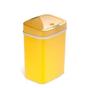NINESTARS Motion Sensor Yellow Rectangular Shape Plastic Trash Can - 3 Gallon