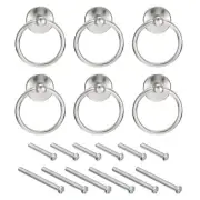 6Pcs Round Ring Pulls Drawers Knobs Silver for Dresser Cupboard Wardrobe