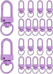 uxcell Metal Lobster Claw Clasps, 20 Pack Swivel Lanyards Trigger Snap Hooks Keychain Clips with Key Rings for Making Bags Purses Straps DIY Crafts Necklace Findings, Light Purple
